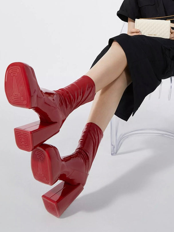 Platform Chunky Heeled Vegan Ankle Boots