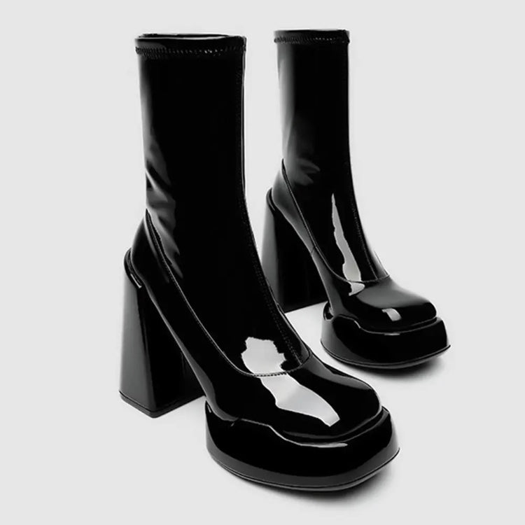 Platform Chunky Heeled Vegan Ankle Boots