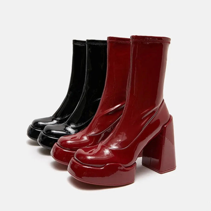 Platform Chunky Heeled Vegan Ankle Boots