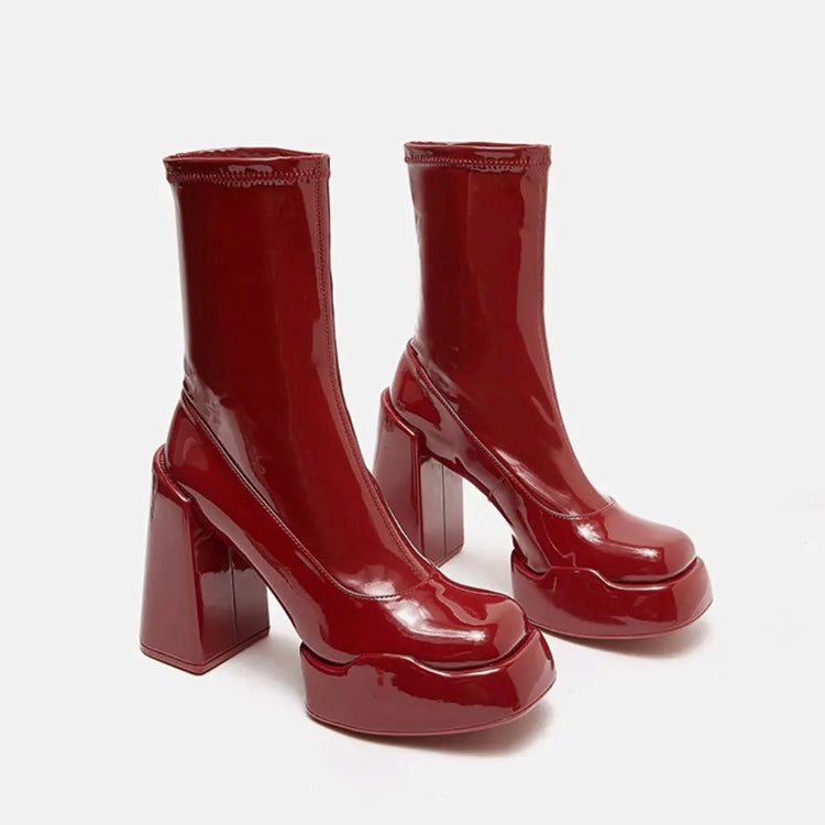 Platform Chunky Heeled Vegan Ankle Boots