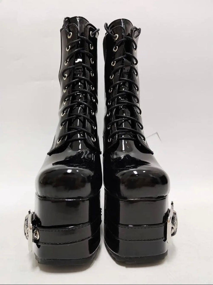 Platform Gothic Style Motorcycle Boots