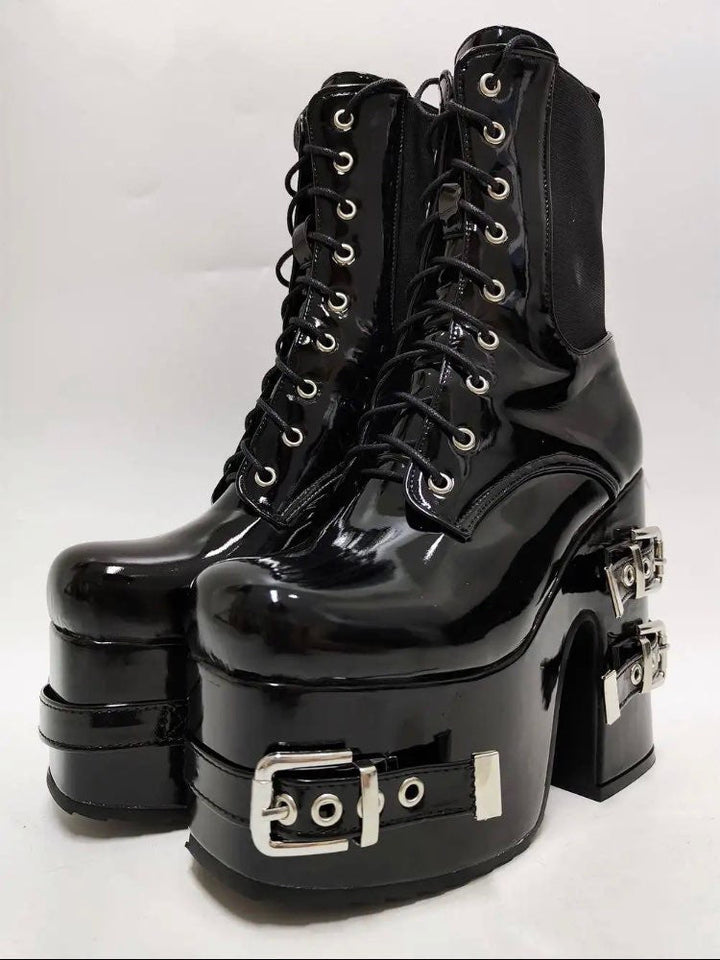 Platform Gothic Style Motorcycle Boots