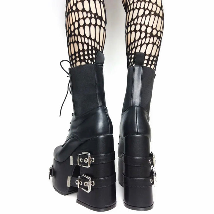 Platform Gothic Style Motorcycle Boots