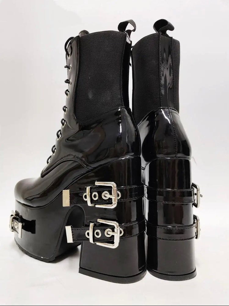 Platform Gothic Style Motorcycle Boots