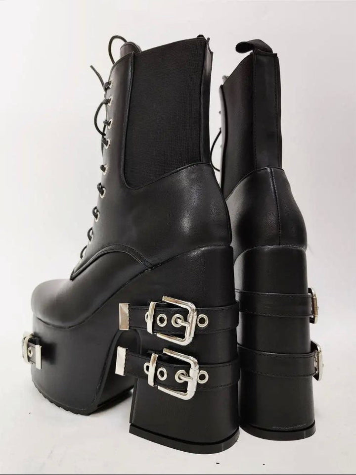 Platform Gothic Style Motorcycle Boots