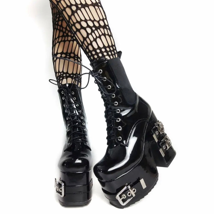 Platform Gothic Style Motorcycle Boots