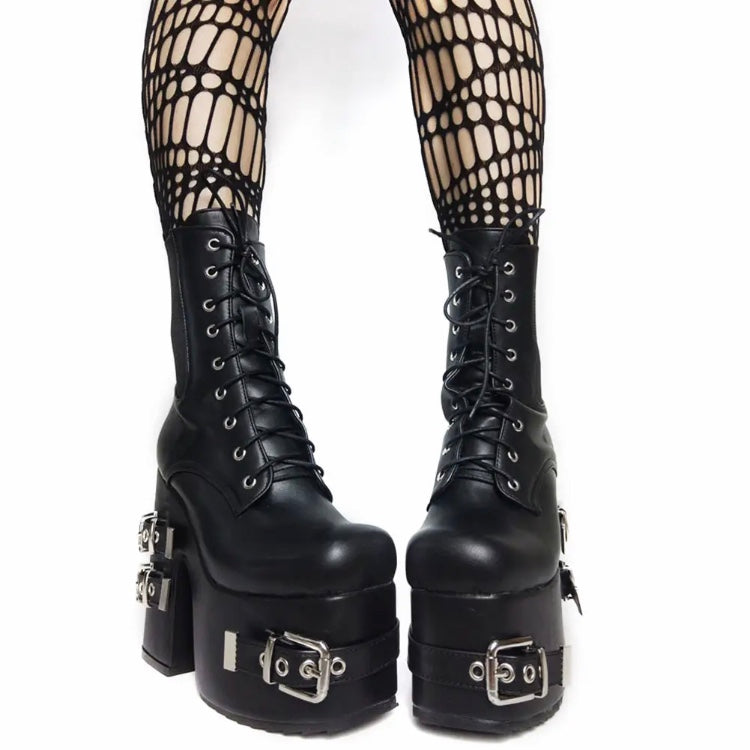 Platform Gothic Style Motorcycle Boots