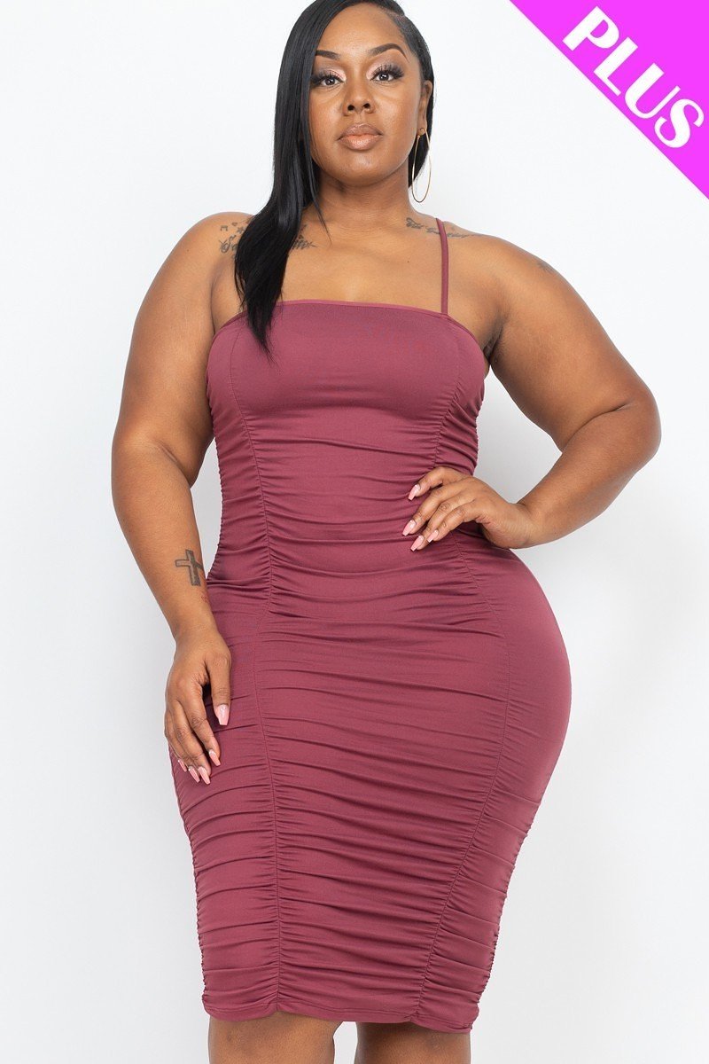 Plus Size Double Ruched Mini Dress