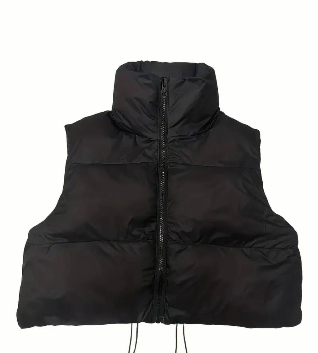 Puffer Sleeveless Vest, Black