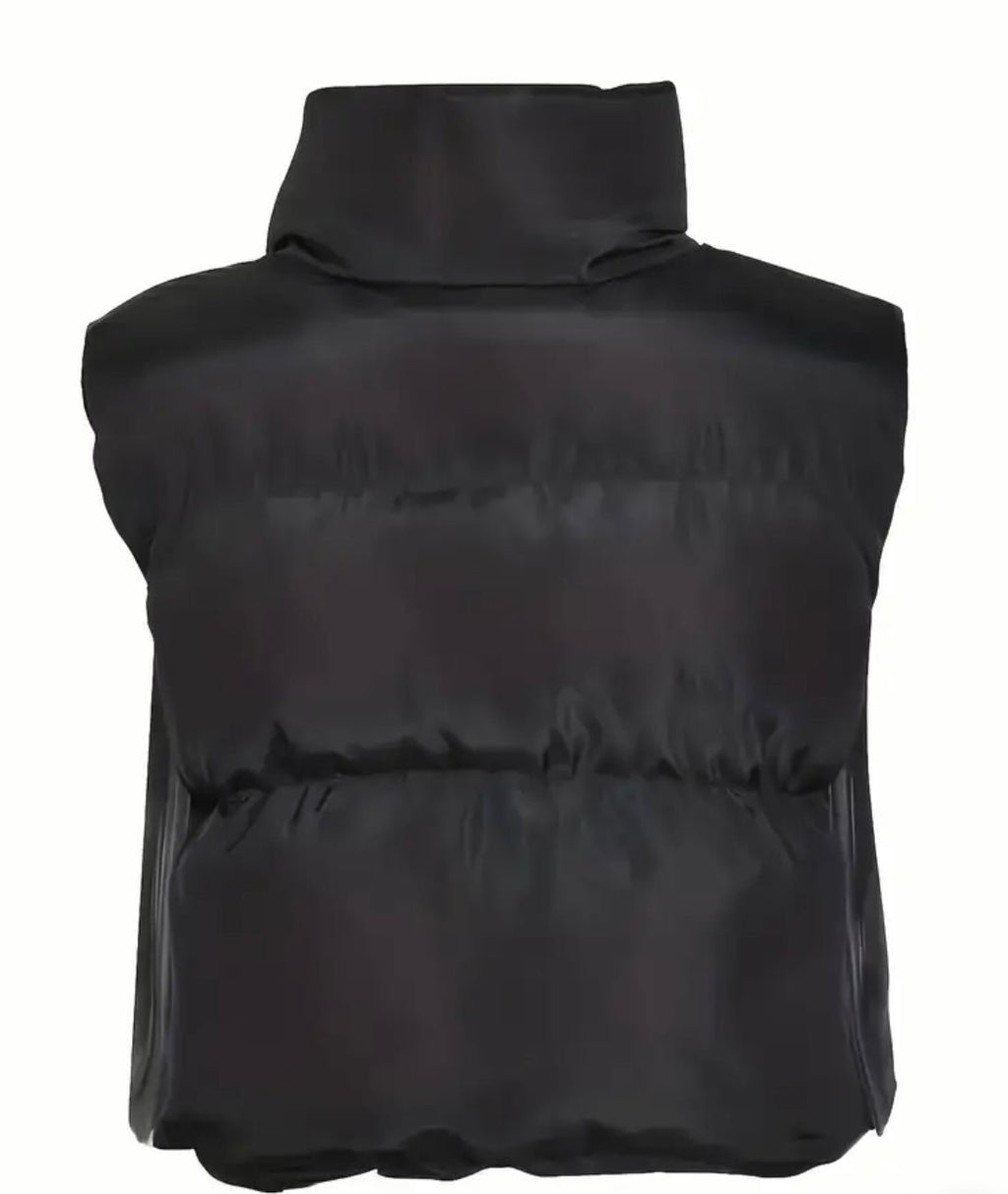 Puffer Sleeveless Vest, Black