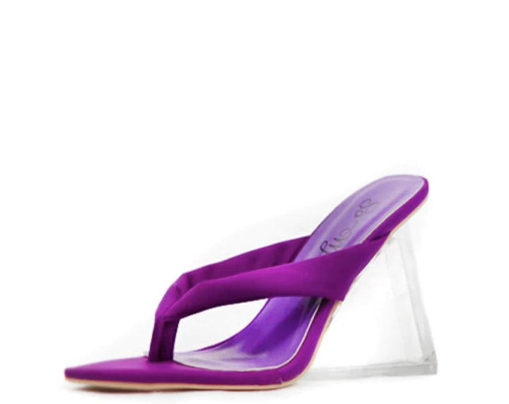 Purple Lycra Clear Wedge Shoe - 7Kouture