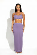 Purple Ribbed 2 Piece Maxi Skirt Set - 7Kouture