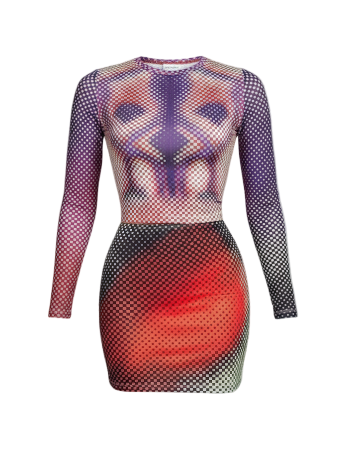 Abstract Dotted Skirt Set, Red