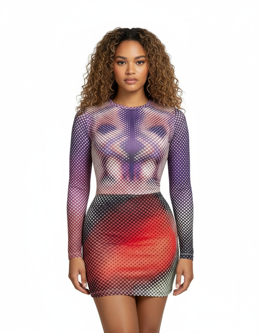 Abstract Dotted Skirt Set - Red