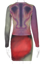 Red Abstract Dotted Skirt Set - 7Kouture