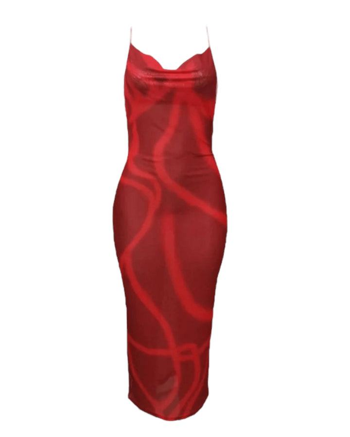 Red Backless Maxi Dress - 7Kouture