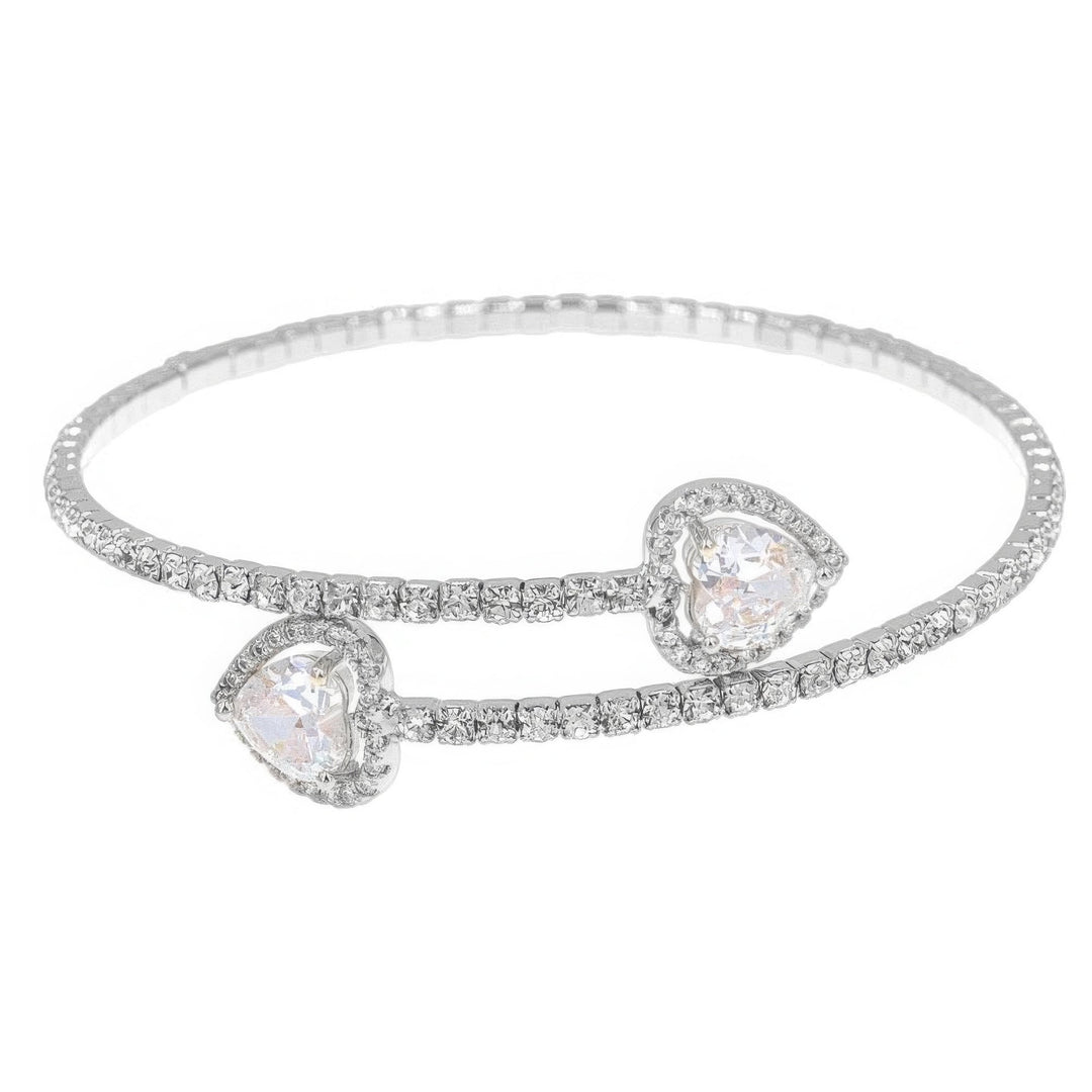 Rhinestone Heart Cz Cuff Bracelet