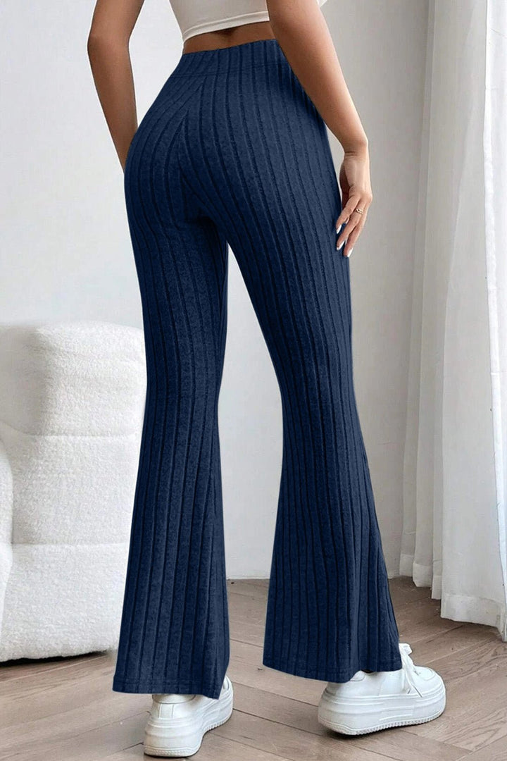 Ribbed High Waist Flare Pants