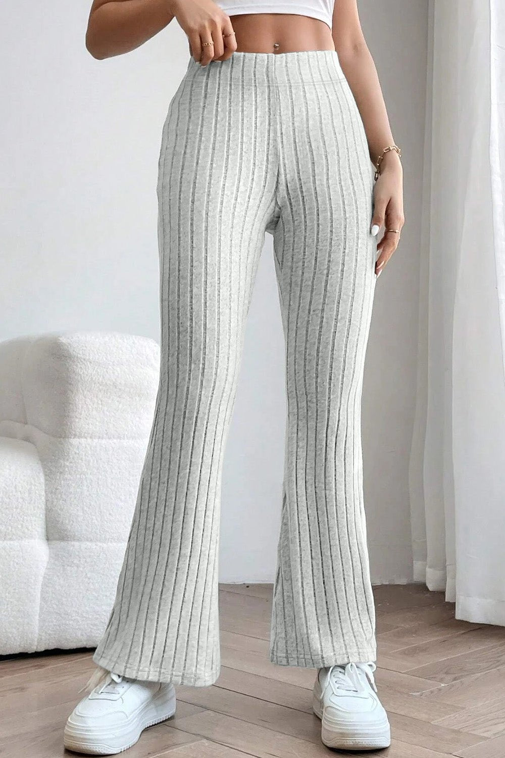 Ribbed High Waist Flare Pants