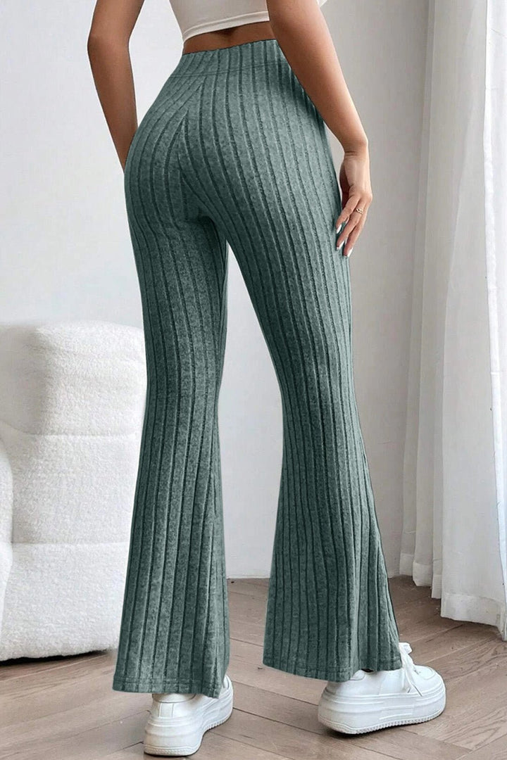 Ribbed High Waist Flare Pants