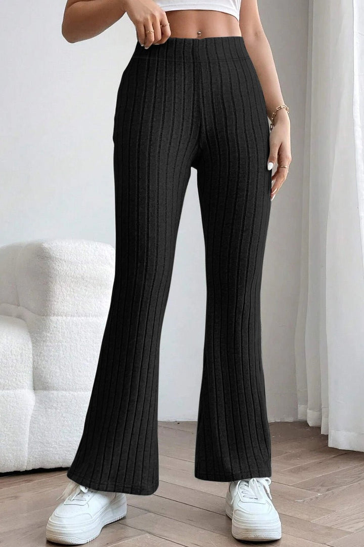 Ribbed High Waist Flare Pants