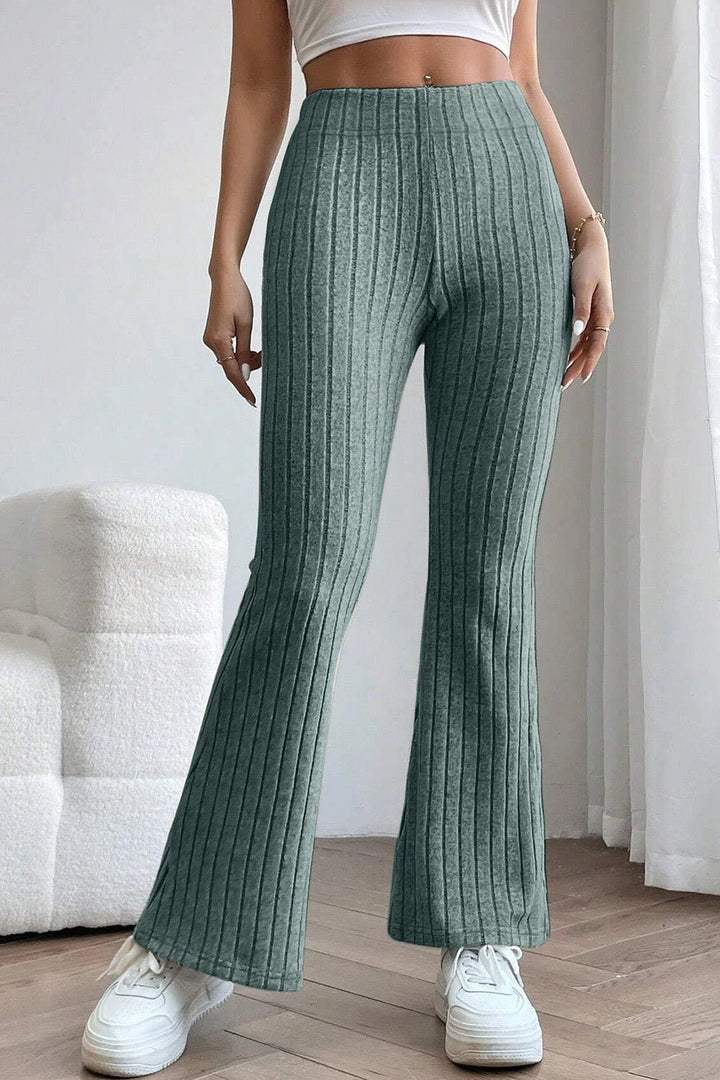 Ribbed High Waist Flare Pants