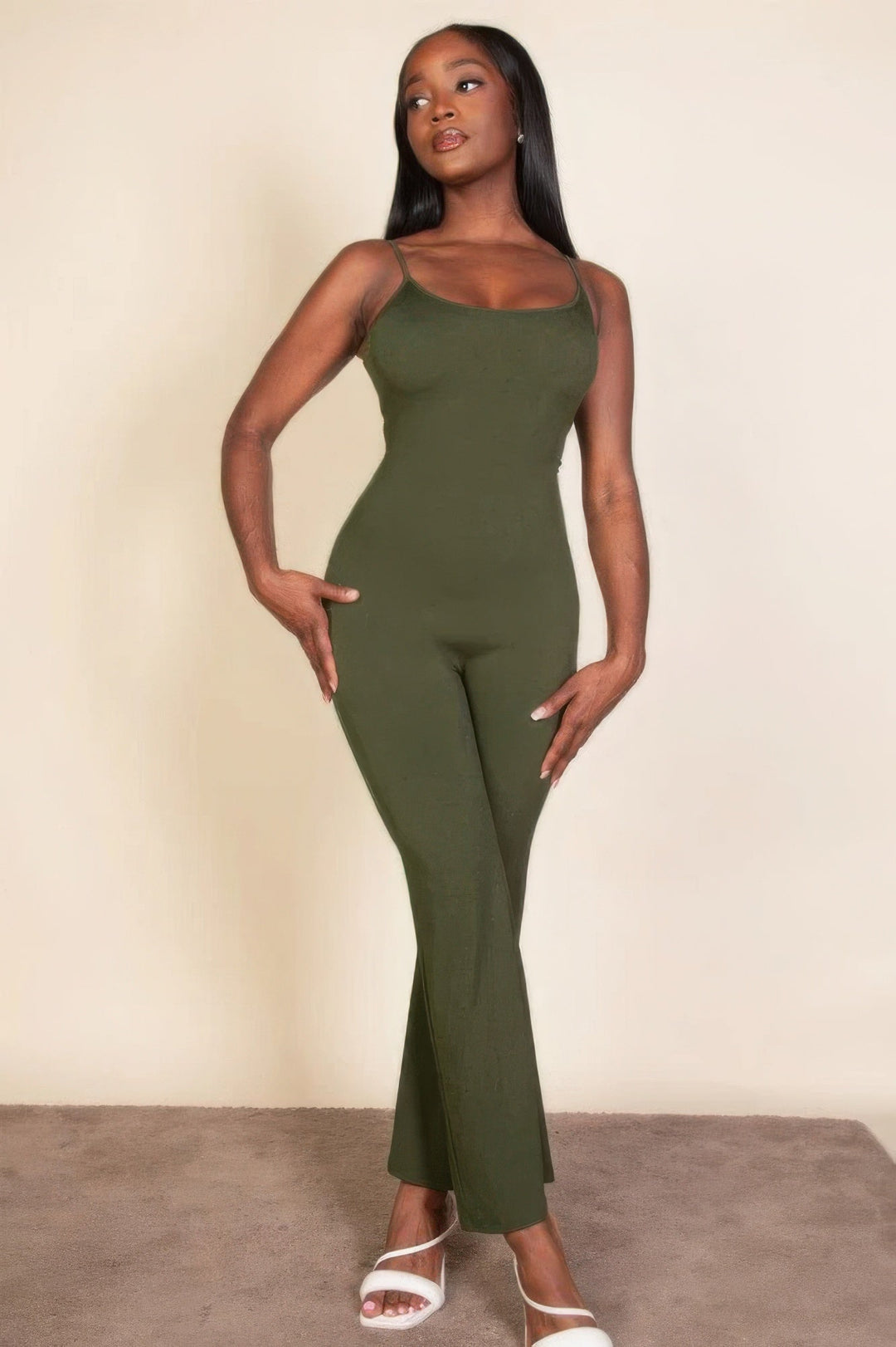 Ribbed wide leg jumpsuit