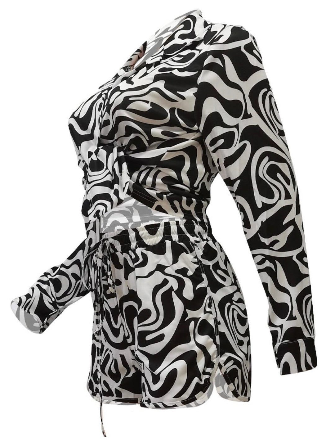 FLEWED OUT SATIN ZEBRA PRINT SHORTS SET - 7Kouture