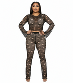 See Through Bodycon Pants Set
