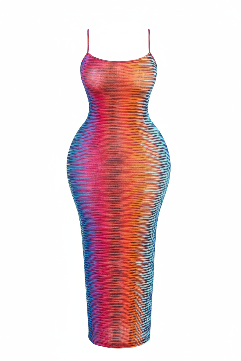 See Through Multicolor Bodycon Beach Dress – 7Kouture