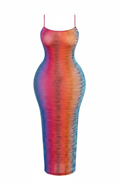 Afterglow Multicolor Sheer Knit Maxi Dress