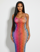 See Through Multicolor Bodycon Beach Dress