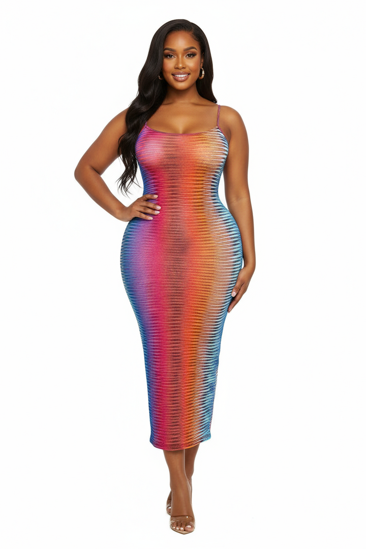 See Through Multicolor Bodycon Beach Dress