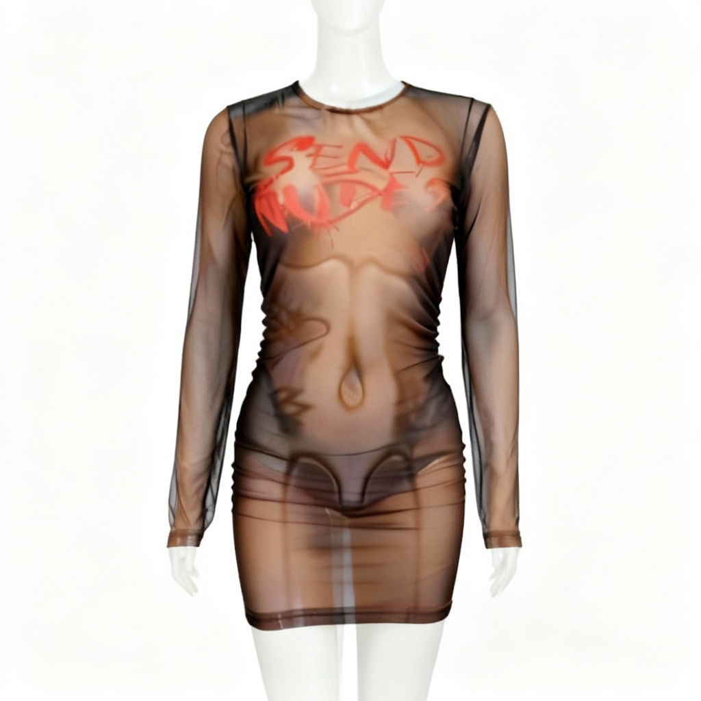 Send Nudes see through dress - Brown