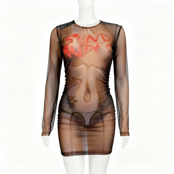 Send Nudes see through dress - Brown