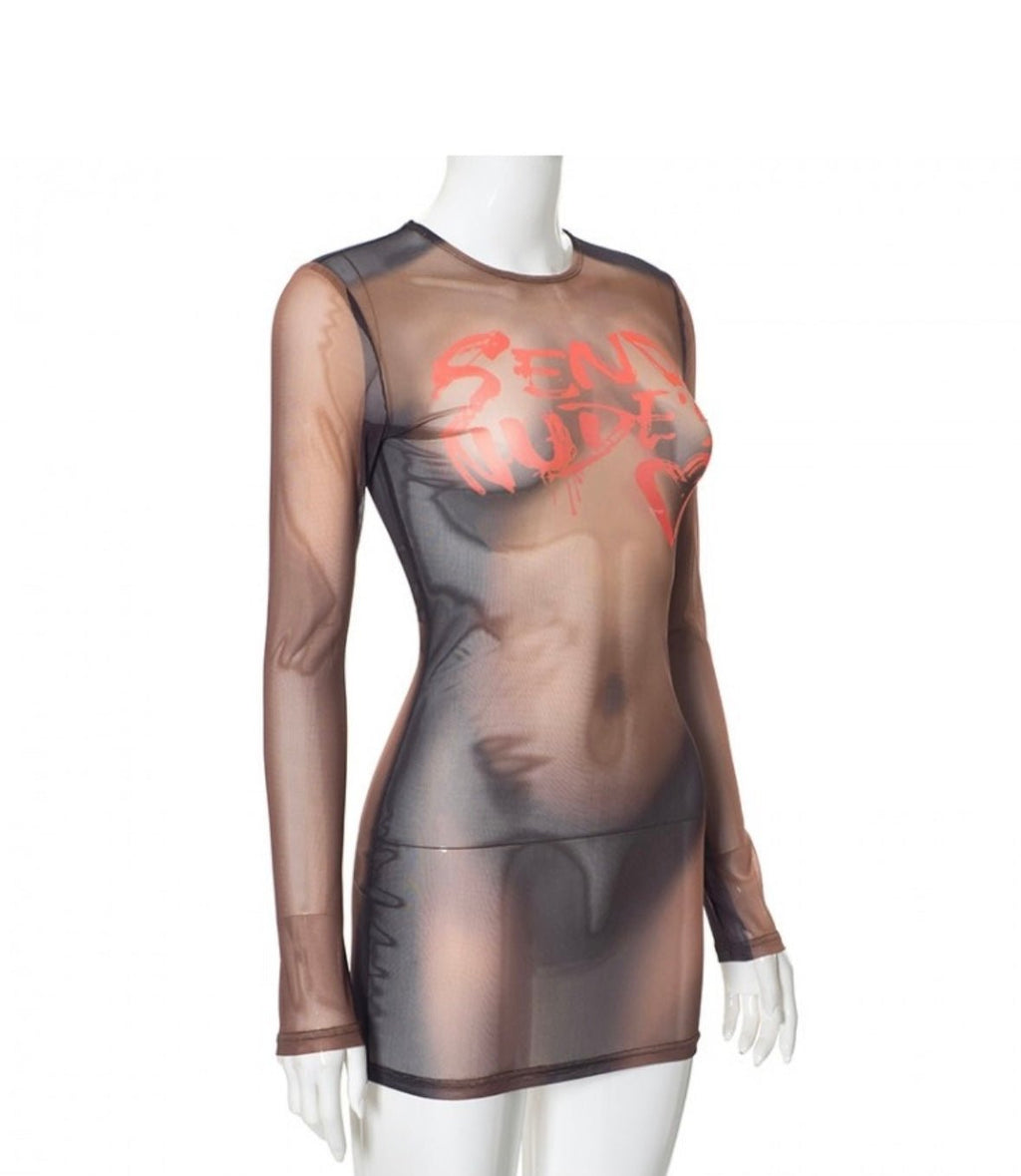 Send Nudes see through dress - Brown