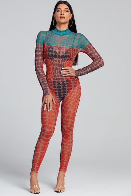 Serpentine Print Jumpsuit - 7Kouture