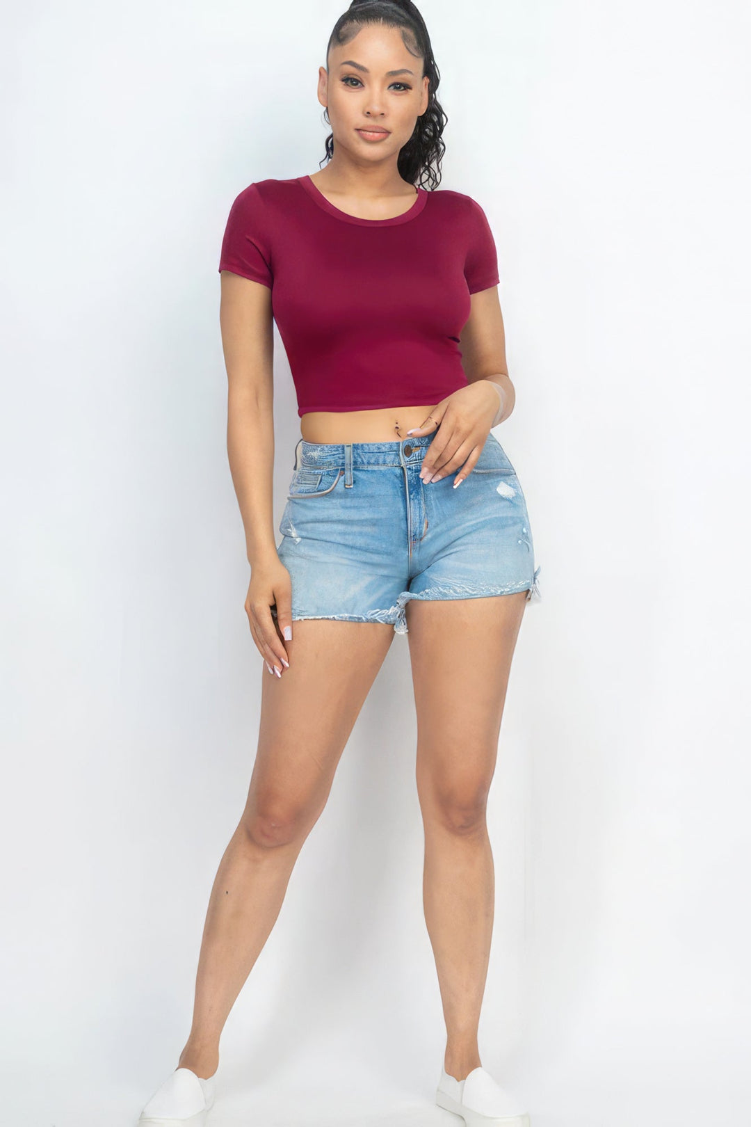 Short Sleeve Roundneck Crop Top