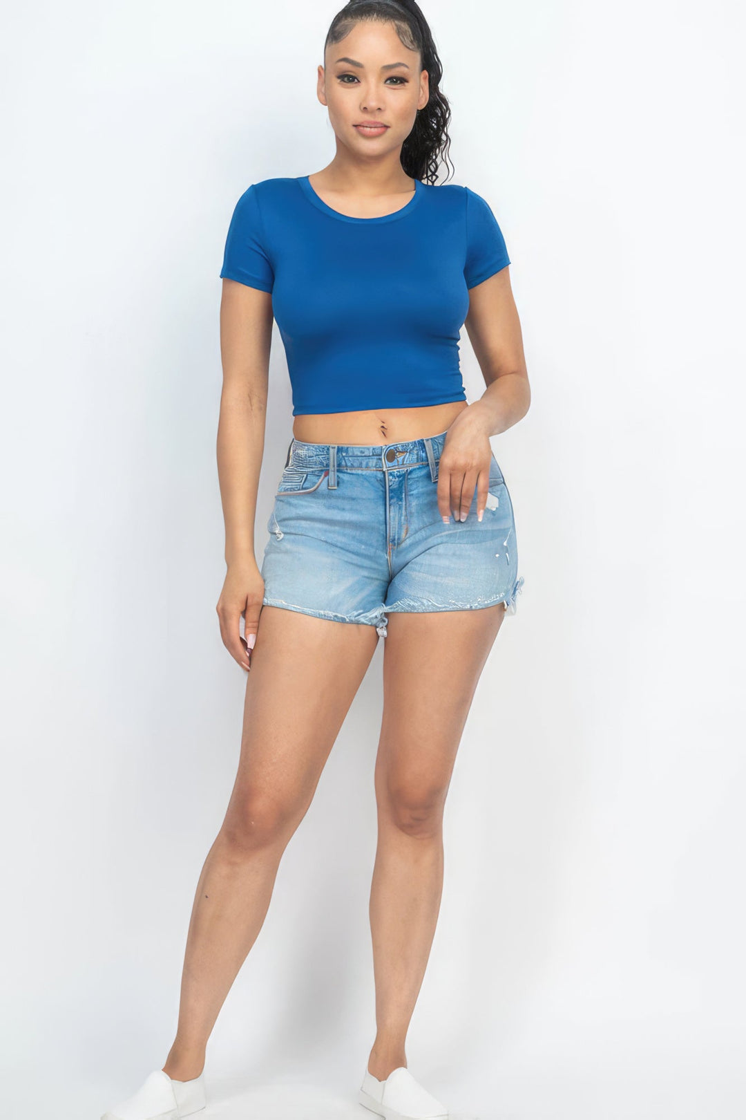 Short Sleeve Roundneck Crop Top