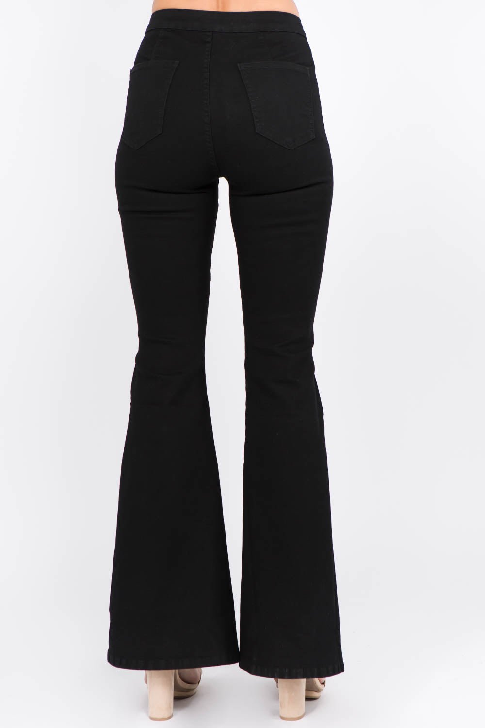 Side Slit Flare Jeans, Black