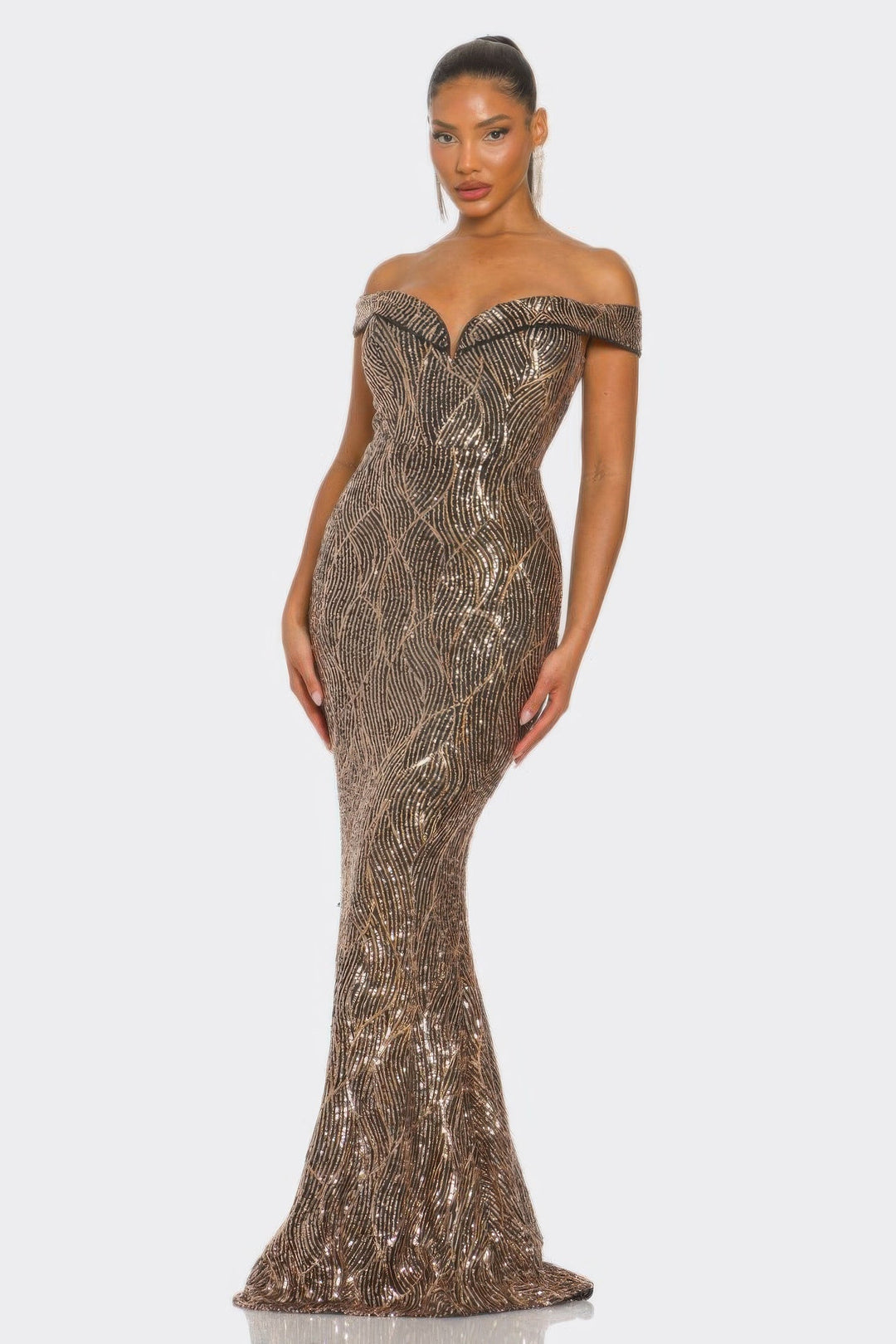 Sirene Sequins Maxi Dress, Gold