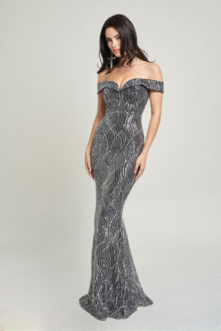 Sirene Sequins Maxi Dress, Silver