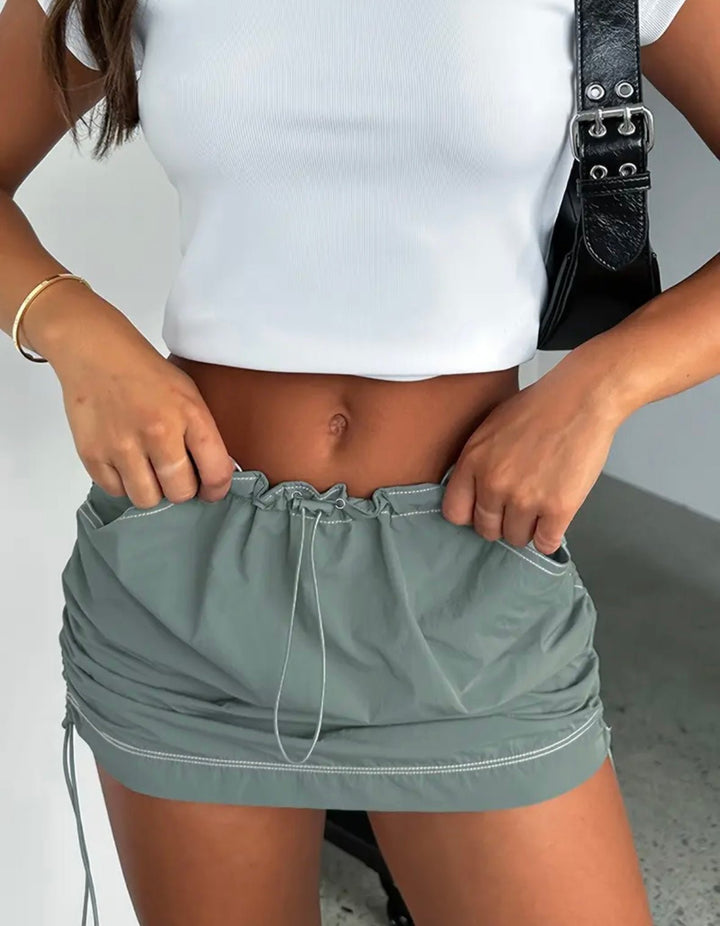 Slate Grey Cargo Mini Skirt