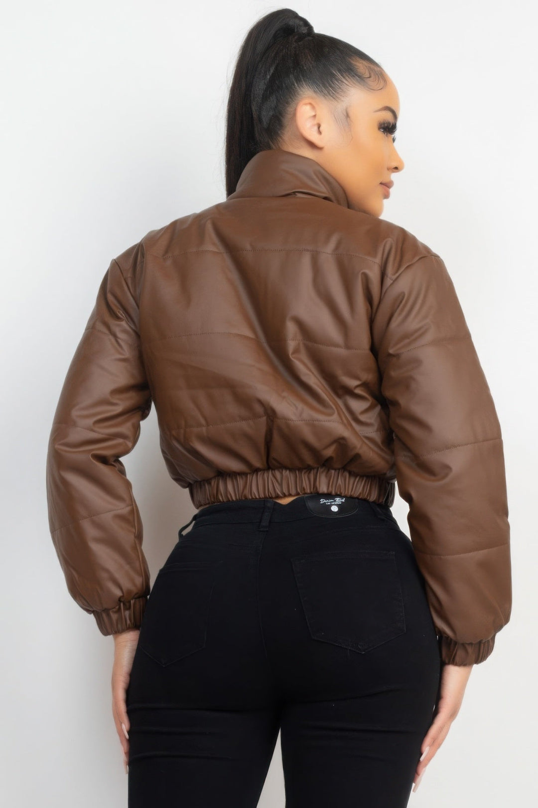 Snap Button Padded Crop Jacket