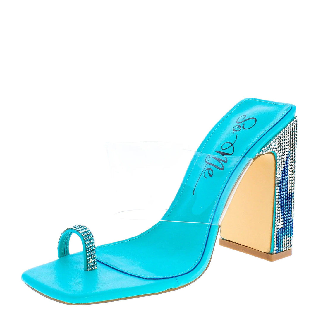 Spring Festival Blue Chunky Heel Shoe - 7Kouture