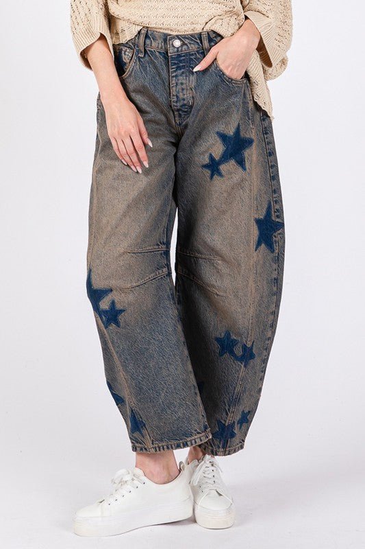 Star Wide Leg Jeans with Pockets