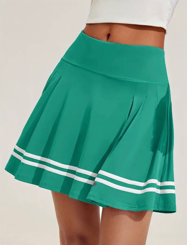 Striped Pleated Skort, Green