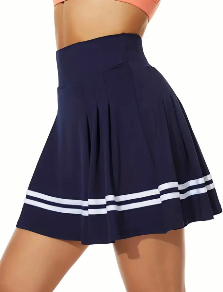 Striped Pleated Skort, Navy Blue