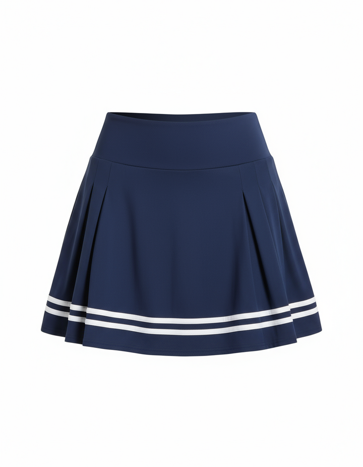 Striped Pleated Skort, Navy Blue