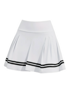 Striped Pleated Skort, White